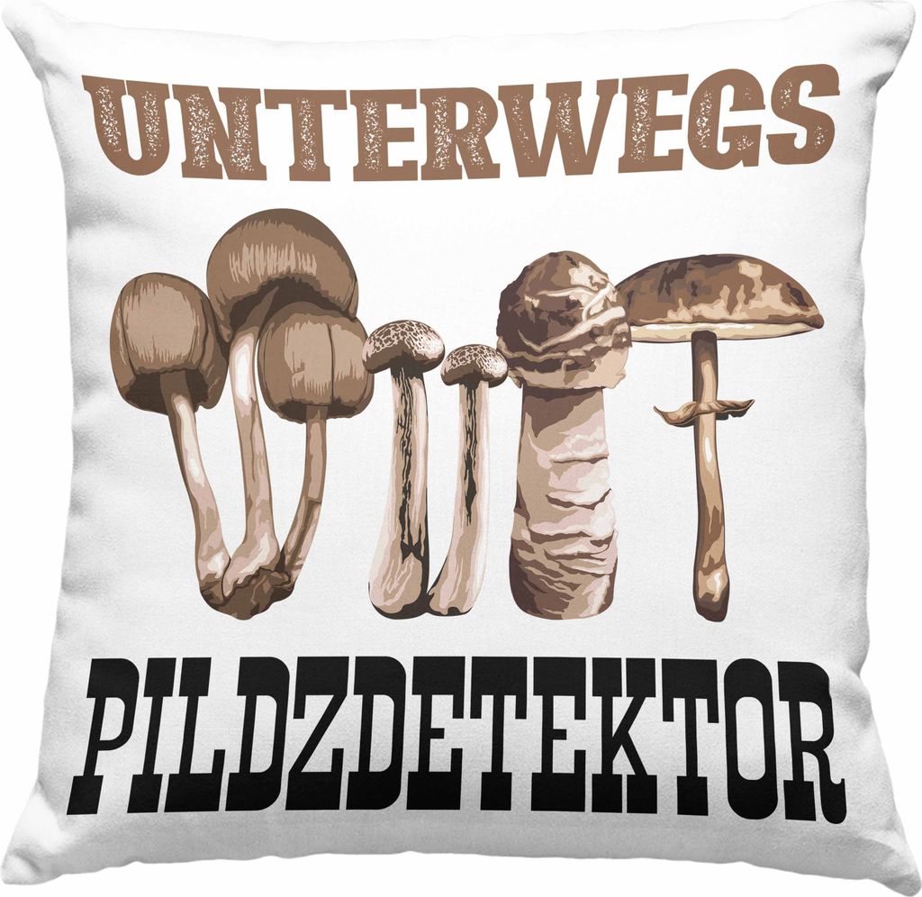 Trendation - Pilzsammler Geschenk Deko-Kissen mit Füllung 40x40 Pilze Sammeln Deko-Kissen mit Füllung 40x40 Geschenkidee Pilzsucher Pilzliebhaber...