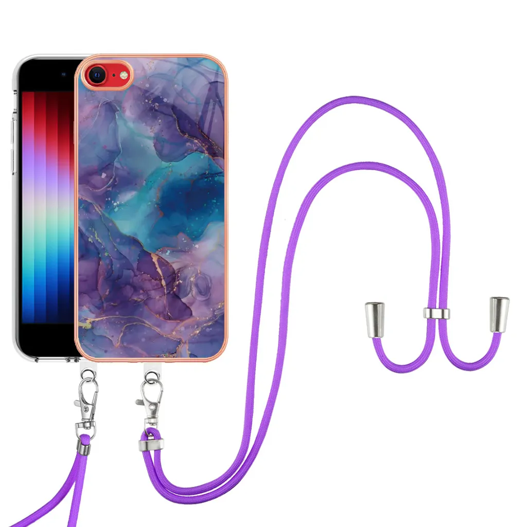 Cover Tracolla iPhone 8/7/SE Viola - Accessorio Fashion con Cordino
