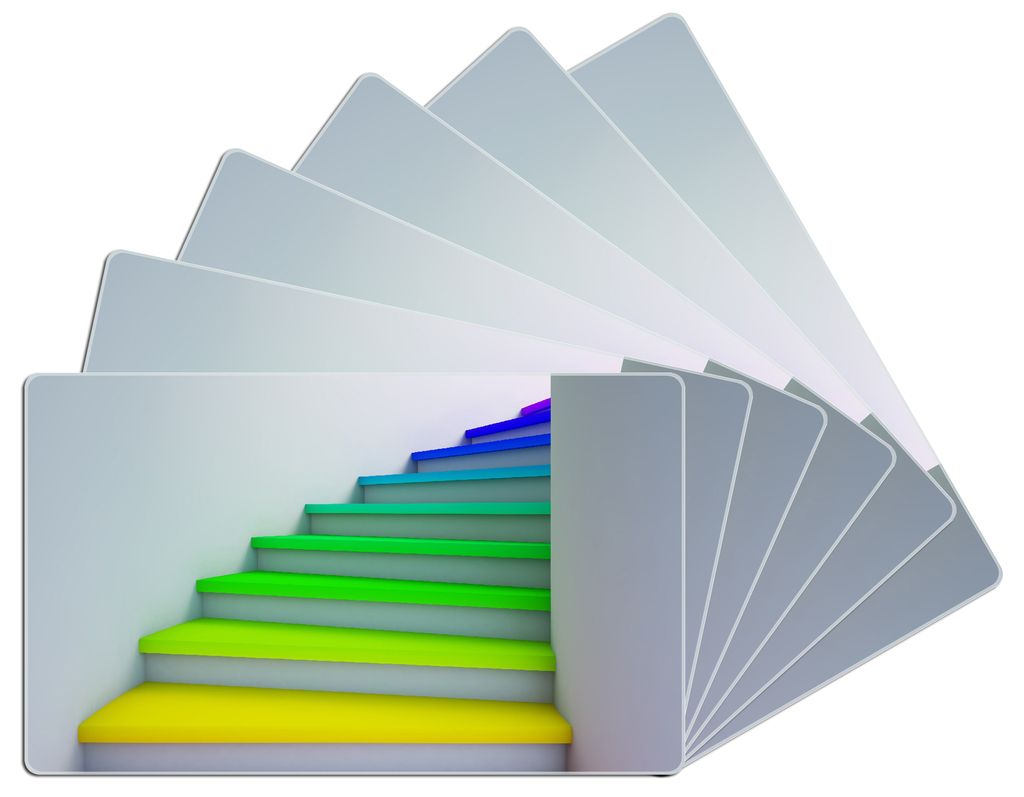 Wallario Frühstücksbrettchen 6er Set aus Glas, je 14 x 23 cm, mit rutschfesten Füßen, Motiv Bunte Treppe