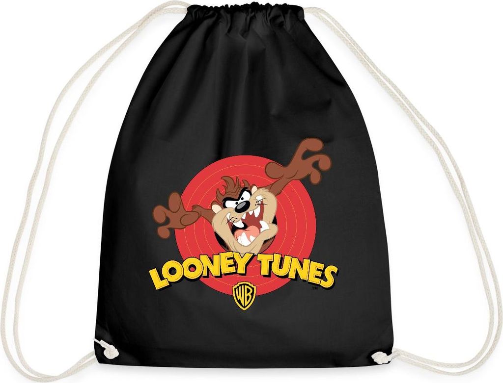 Spreadshirt Looney Tunes Taz Der Tasmanische Teufel Turnbeutel, One size, Schwarz