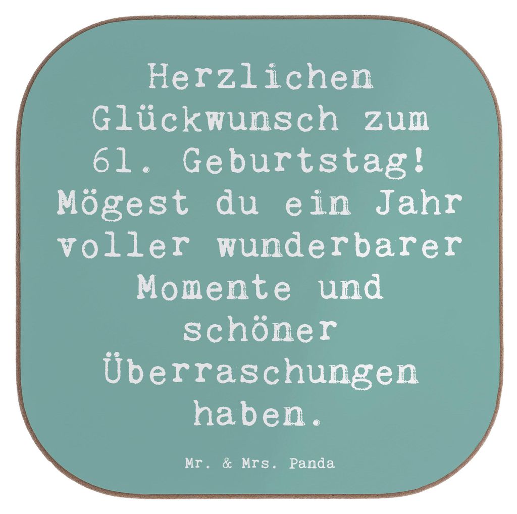 Mr. & Mrs. Panda Tassen Untersetzer Spruch 61. Geburtstag Glückwünsche - Meeresbrise - Geschenk, Freude, Coaster, Tischuntersetzer, Getränkeunte...