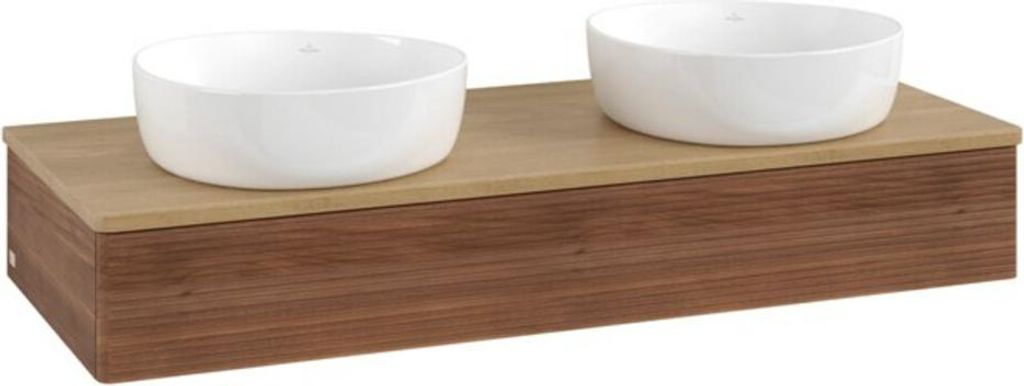 V&B Waschtischunterschrank mit Frontstruktur Antao 120x19x50cm, WBP-farbe hon. Oa, w. wal