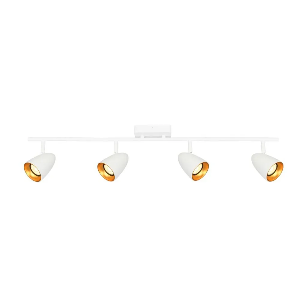 Rampe de spots mobiles blanc-doré 4xGU10 10W pour éclairage intérieur