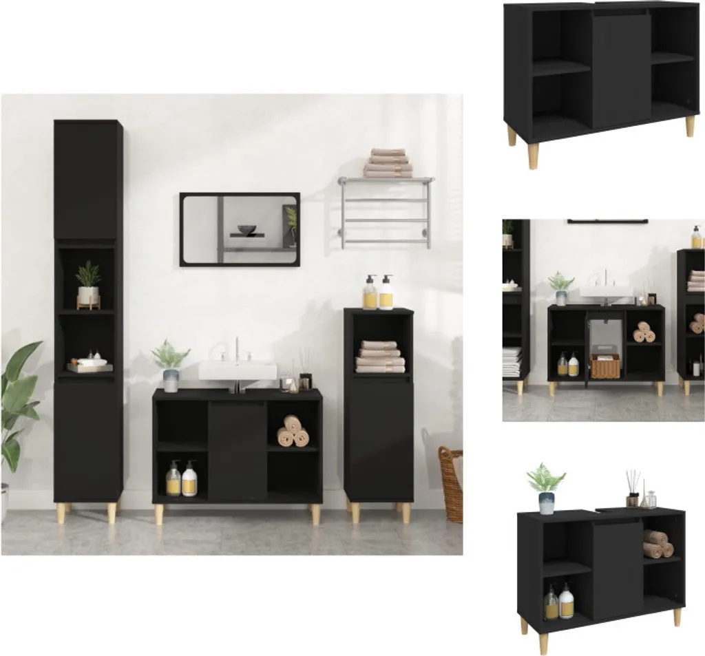 Mobiletto Sottolavabo 80x33x60 cm Nero vidaXL | Soluzione Smart Bagno