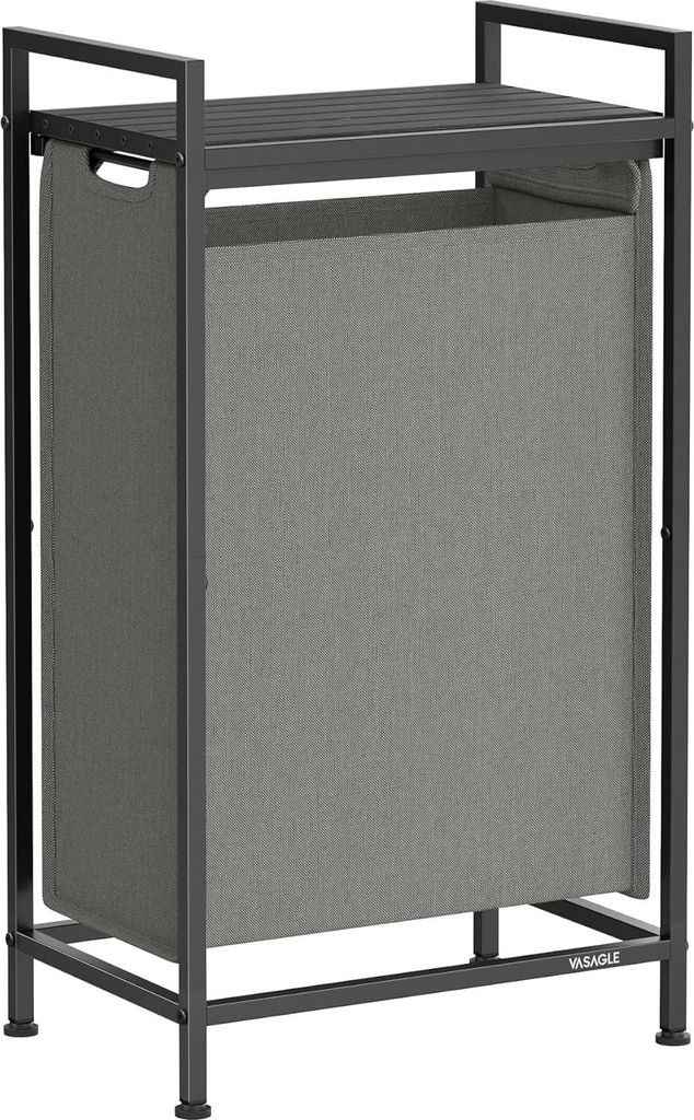 Wäschekorb mit Ablage - Wäschebehälter - Aufbewahrungskorb - 42x28x75cm - Schiefergrau-Anthrazitgrau - Platzsparendes Design