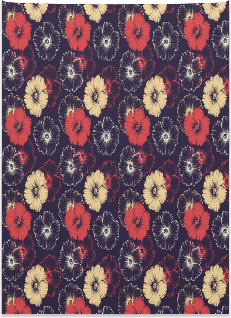 Abakuhaus Blumen Wandteppich, Exotische Stockrose Blume aus Weiches Mikrofaser Stoff Kein Verblassen Klare Farben Waschbar, 110 x 150 cm, Mehrfarbig