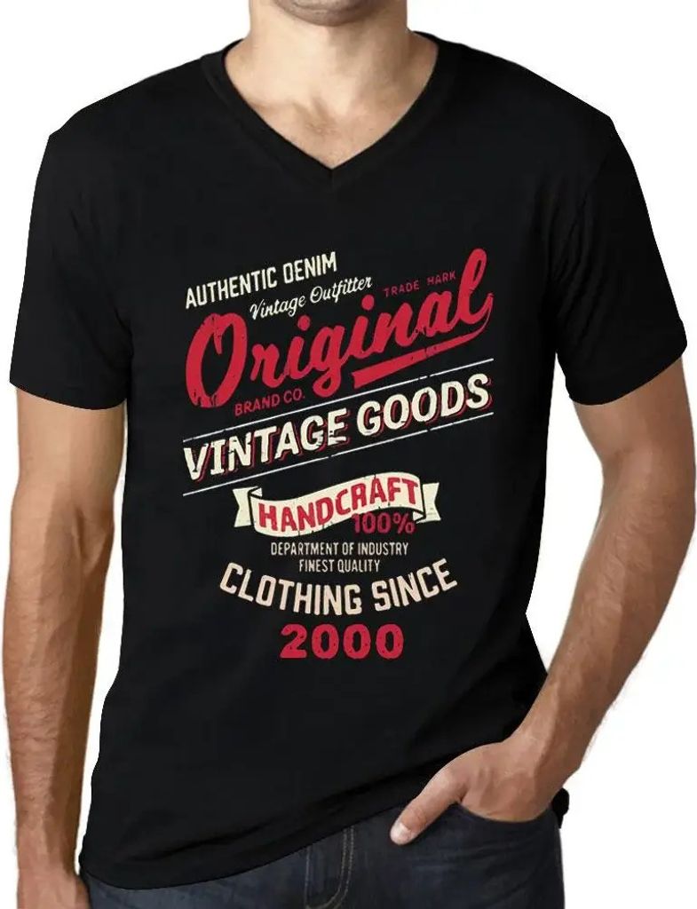 Herren Grafik T-Shirt V-Ausschnitt Original Vintage-Kleidung seit 2000 – Original Vintage Clothing Since 2000 – Geschenk 24. Geburtstag Jahrest...