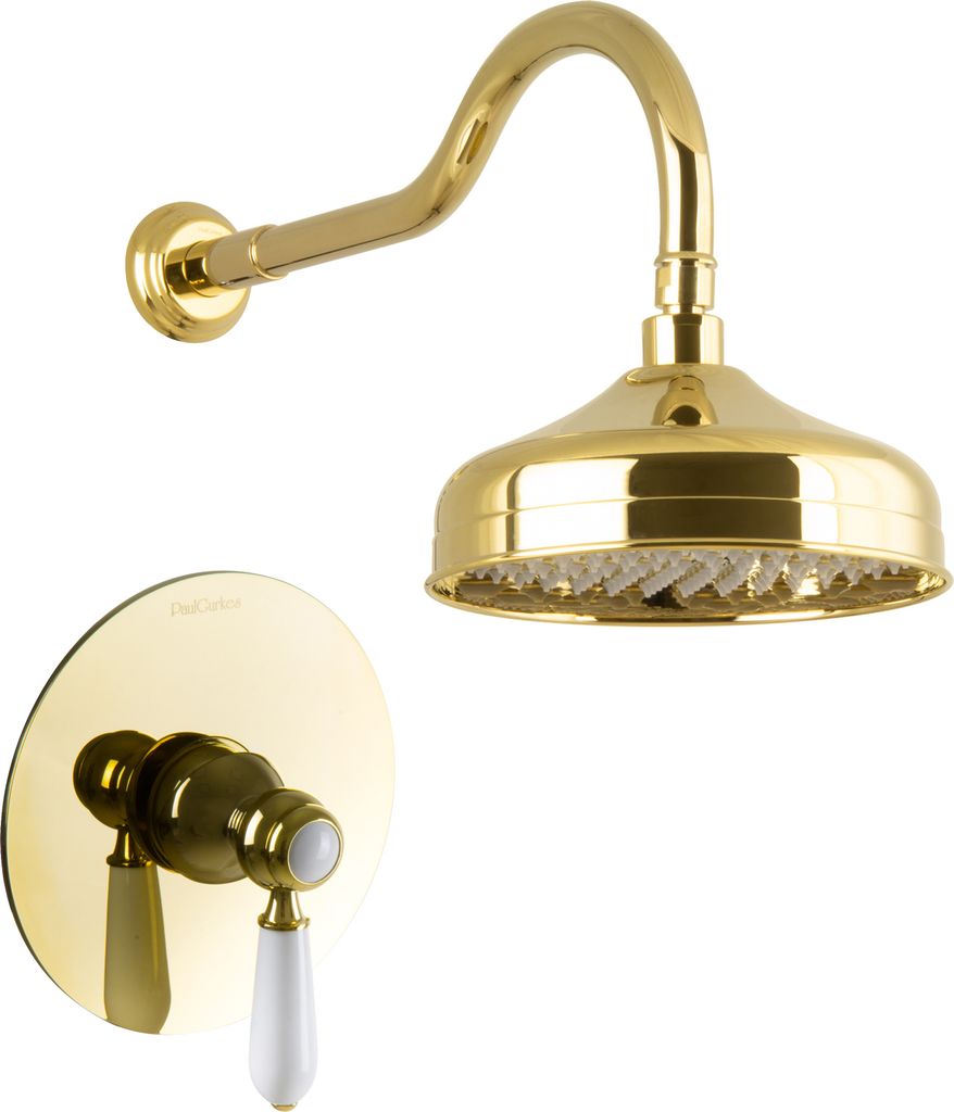 PaulGurkes Duschset Unterputz Gold Regendusche Nostalgie Retro Luxus Dusche Set