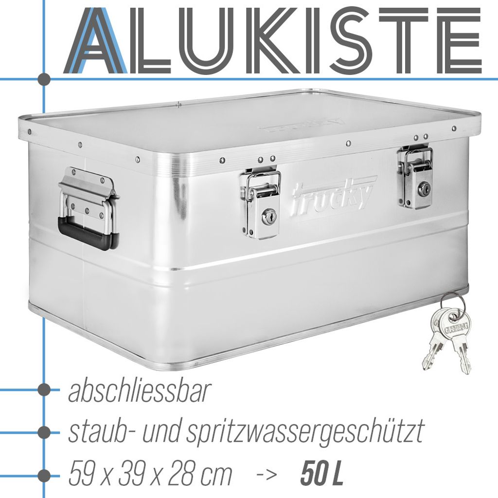 Scatola in alluminio con coperchio Argento 50 litri Scatola Immagine del prodotto 
