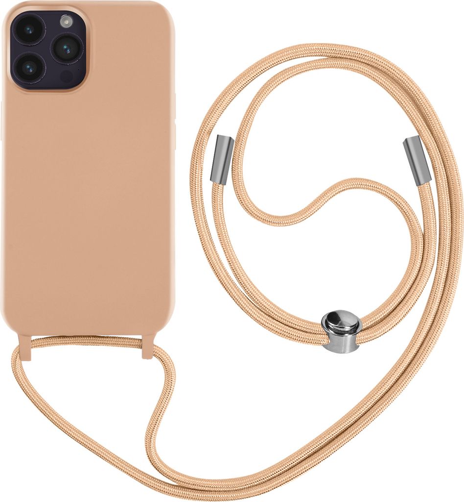 Apple iPhone 14 Pro Max Schutzhülle mit 80cm langer Nylonkette - Lachsrosa