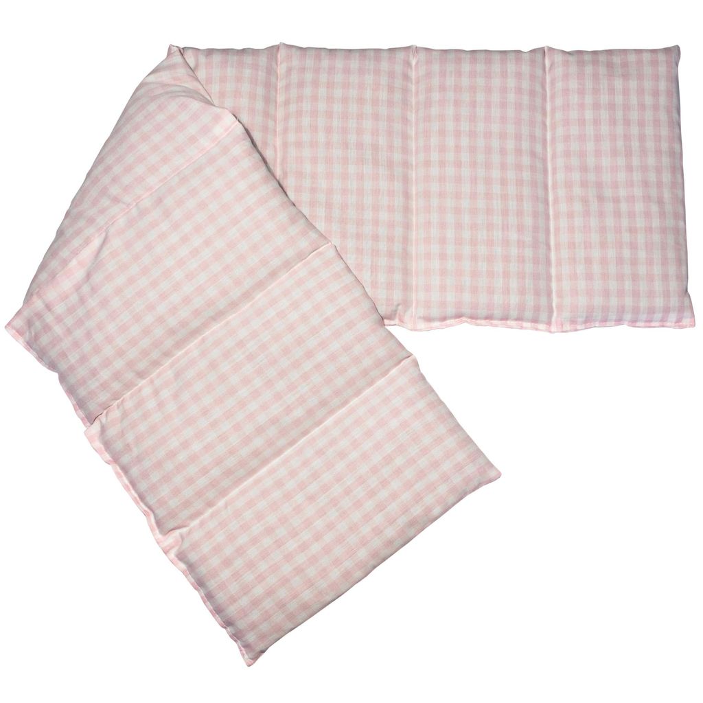 Kirschkernkissen XXL 8-Kammer, Wärmekissen Körnerkissen, 75x20cm - Bio Stoff rosa-weiß