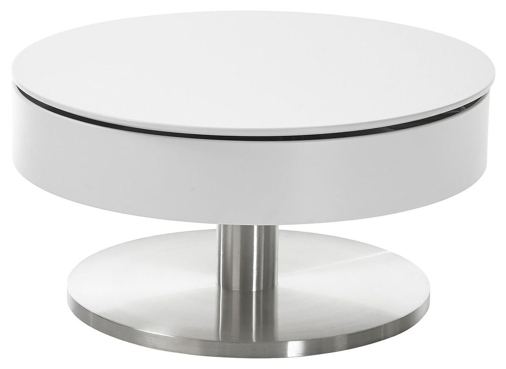 home24 Couchtisch mit Stauraum - Weiß / Silber Produktbild 