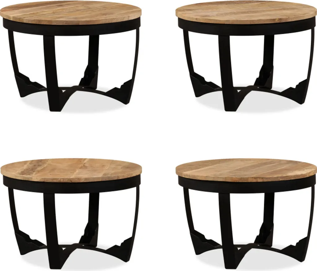 Table de Salon Industrielle en Bois Massif 60x40 cm Meuble de Séjour
