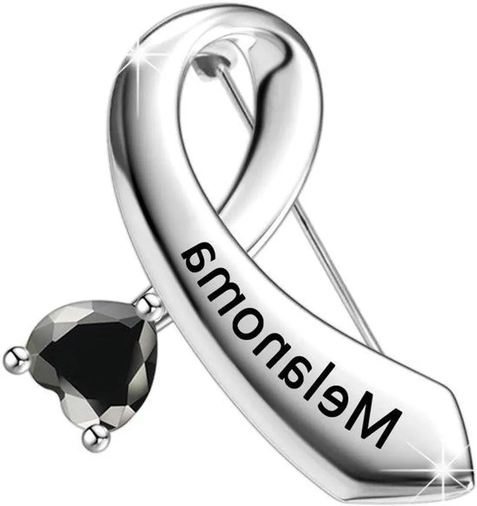 Broche ruban noir en émail robuste sensibilisation cancer de la peau