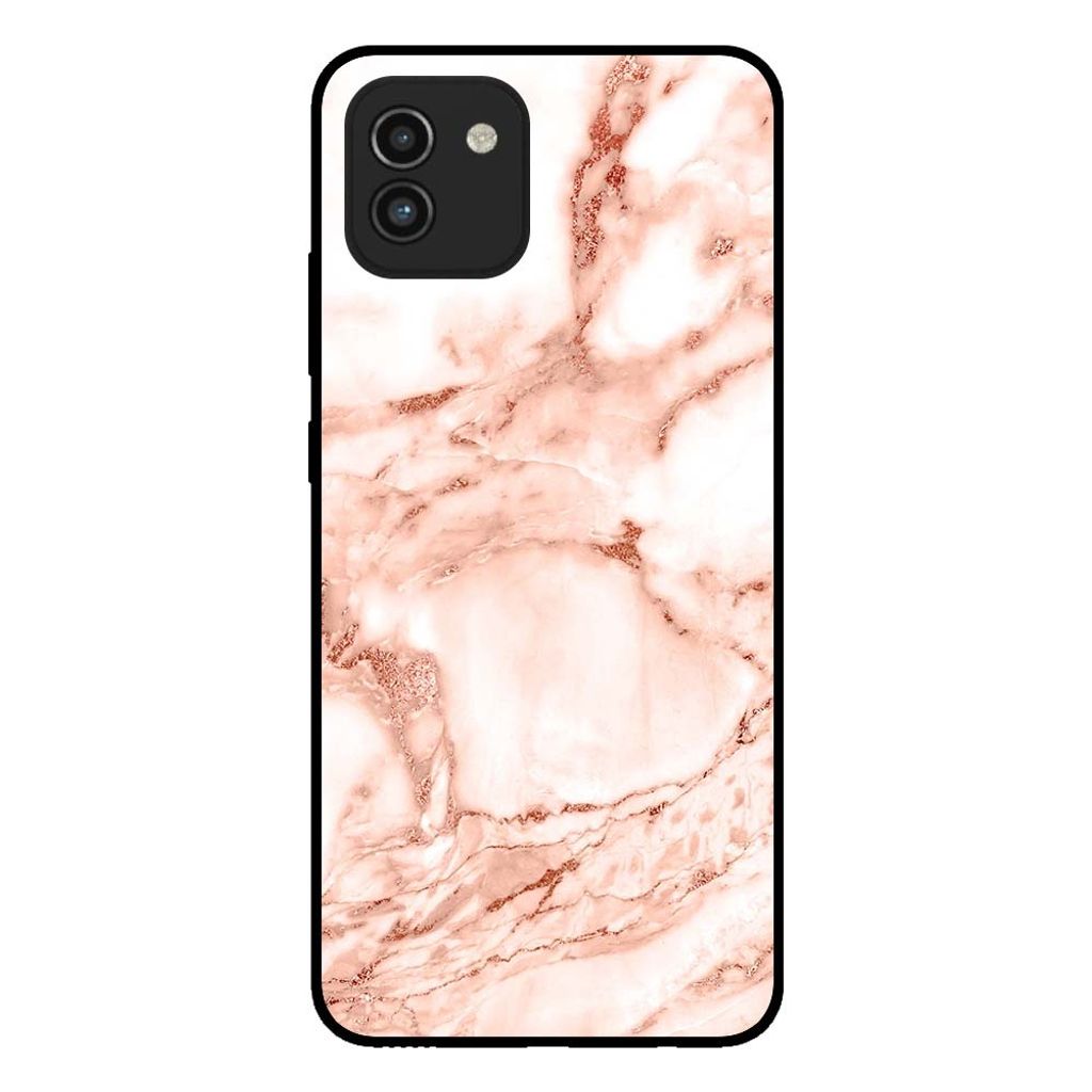 Smartphonica Handyhülle für Samsung Galaxy A03 Marmor-Look - Rückseite Marmorhülle - Weiß Rose Gold