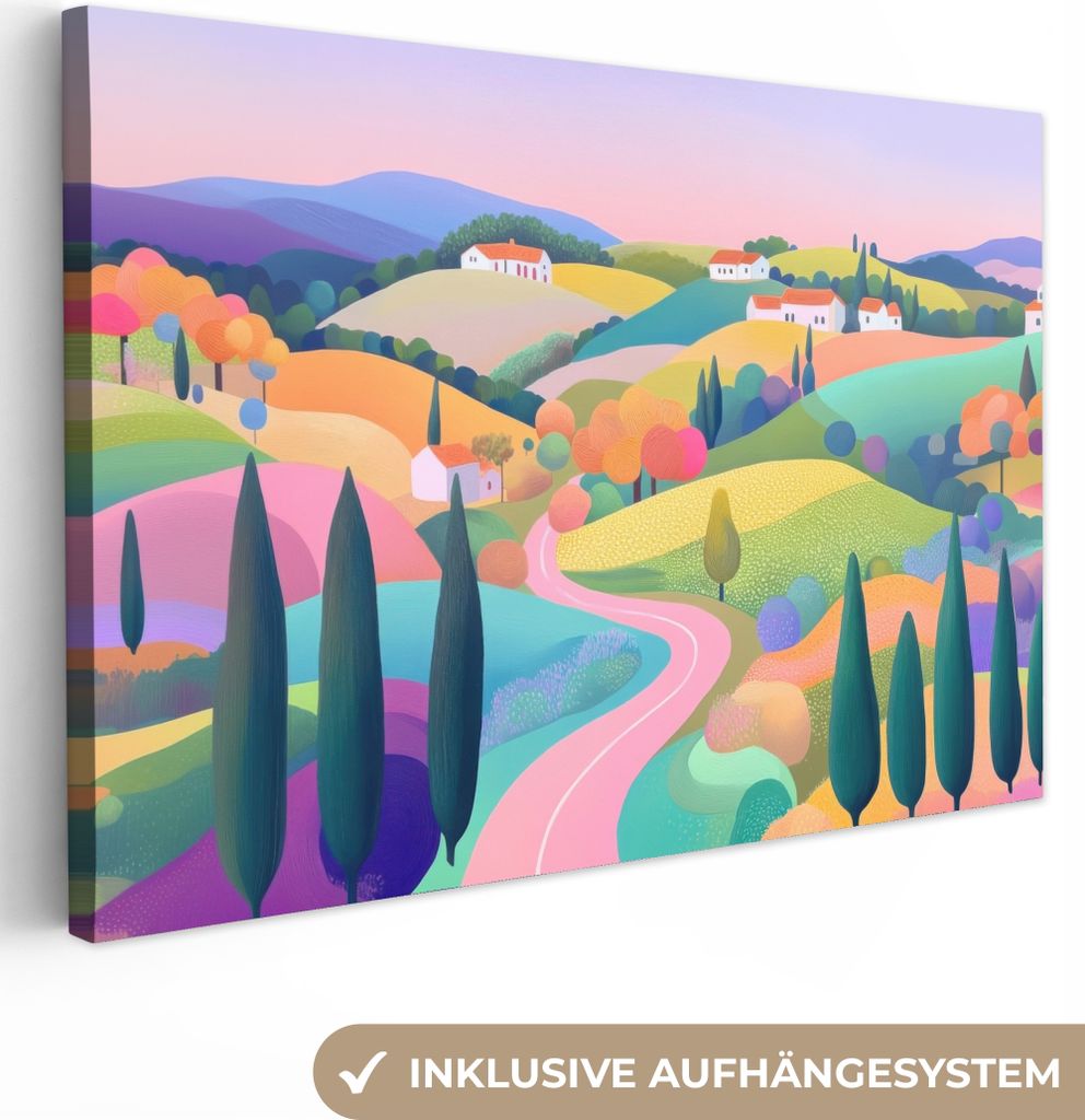 Leinwand Bilder 60x40 cm - Eklektisch - Landschaft - Pastell, Bild Modern, Wanddeko, Gemälde