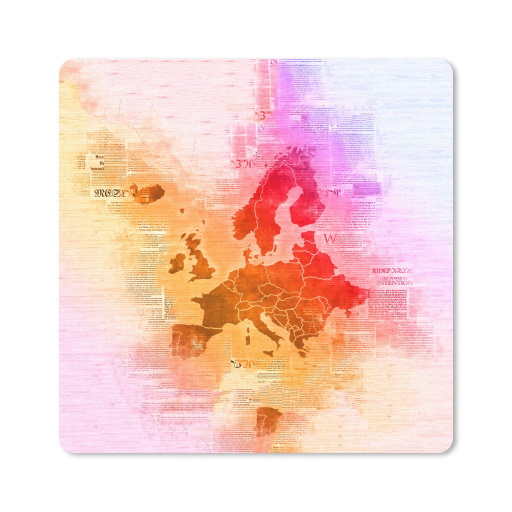 MuchoWow Mauspad Mousepad Karte - Europa - Farben 30x30 cm - Mousepads - Maus Mat - Pad - Mausunterlage - Gaming