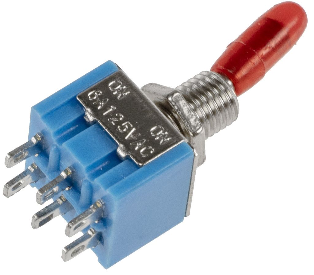 Miniatur Kippschalter 2x EIN/EIN 12V/3A Lötösen 6-Pin Produktbild 