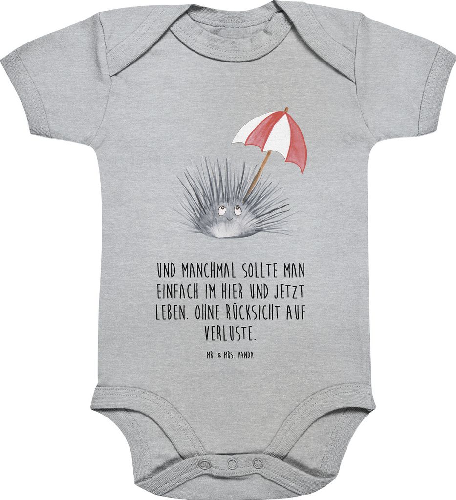 Mr. & Mrs. Panda Babybody Seeigel 12. - 18. Monat - Heather Grey - Geschenk, Selbstliebe, Leben, strampler baumwolle, Babystrampler, Lebe, babyklei...