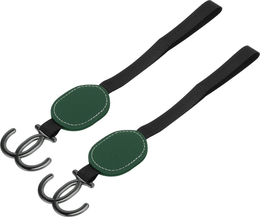 2 Stück für Geldbörsen und Taschen, Regenschirm usw. Auto Kopfstützenhaken Robuste Auto Rücksitz Organizer Haken Grün Kunstleder Metall 29,5x...