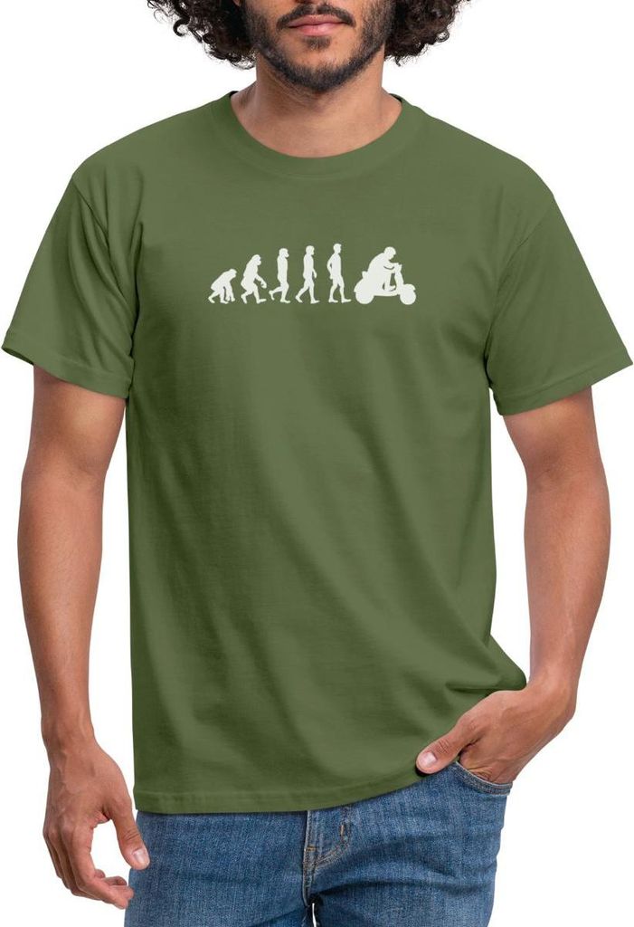 Spreadshirt Evolution Rollerfahrer Moped Motorroller Männer T-Shirt, XL, Militärgrün