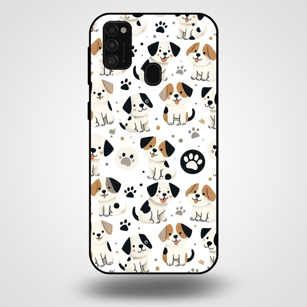 Smartphonica Handytasche für Samsung Galaxy M31 mit Hundedruck - TPU Rückseite Abdeckung Fall Hunde Design