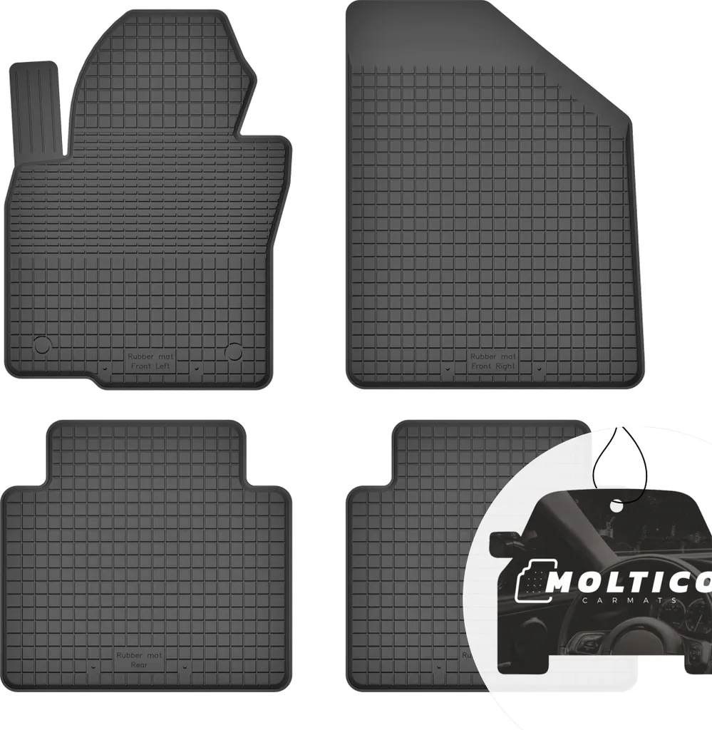 Tappetini in gomma con bordo Tappetini in gomma per auto Tappetini in gomma per auto con montaggio preciso Set di 4 pezzi - adatto per Renault Kangoo II dal 2008