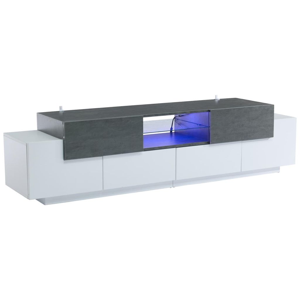 LED TV Schrank, TV-Kommode, Lowboard, Modernes TV-Unterhaltungszentrum mit Glasböden für Wohnzimmer, Schlafzimmer, TV-Konsole mit Lagerung