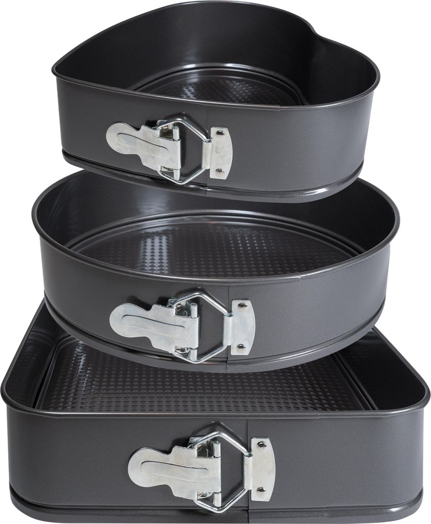 Krumble Springform Set mit 3 verschiedenen Formen - Kuchenform - Backform - Antihaft - Anthrazit