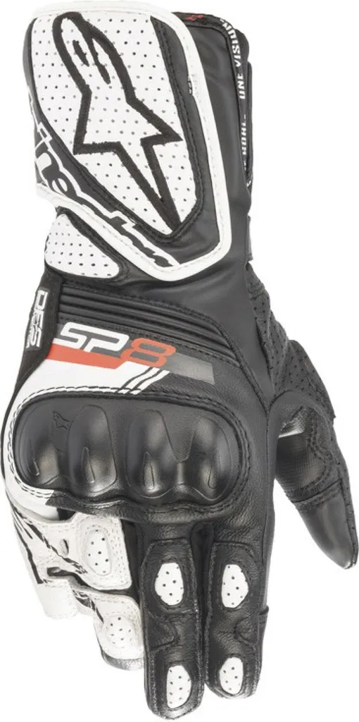 Gants Moto Femme Alpinestars Stella SP-8 Sportifs en Cuir Noir et Blanc