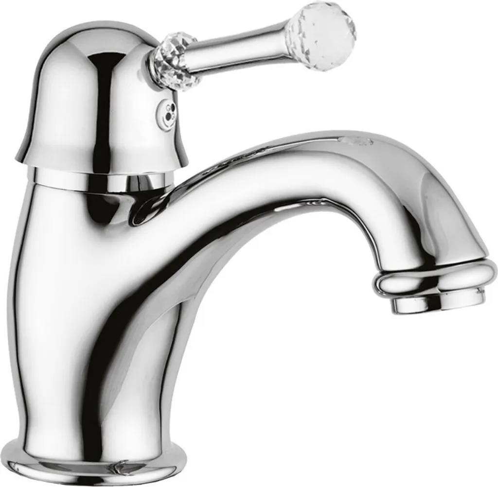 Mitigeur de lavabo de luxe avec cristal Swarovski argenté - H 14 cm