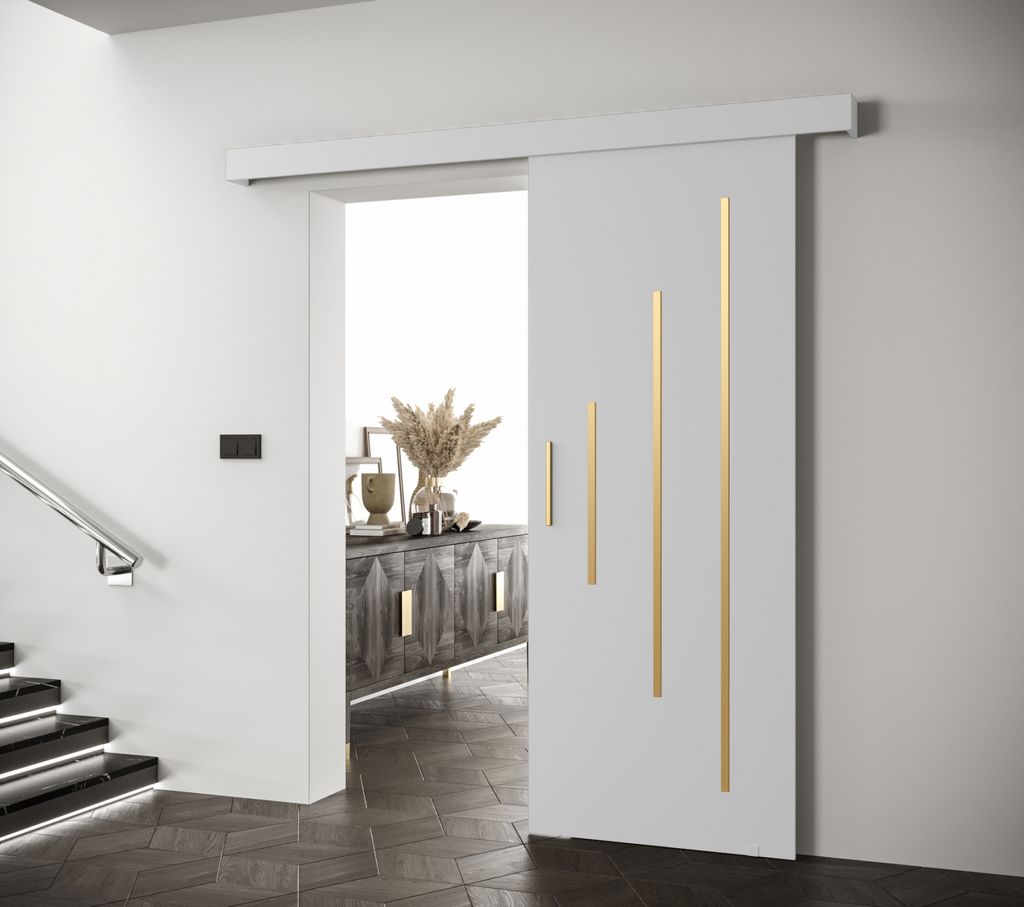 Schiebetür mit goldenem Griff SALOME 11 - 70 cm, weiß