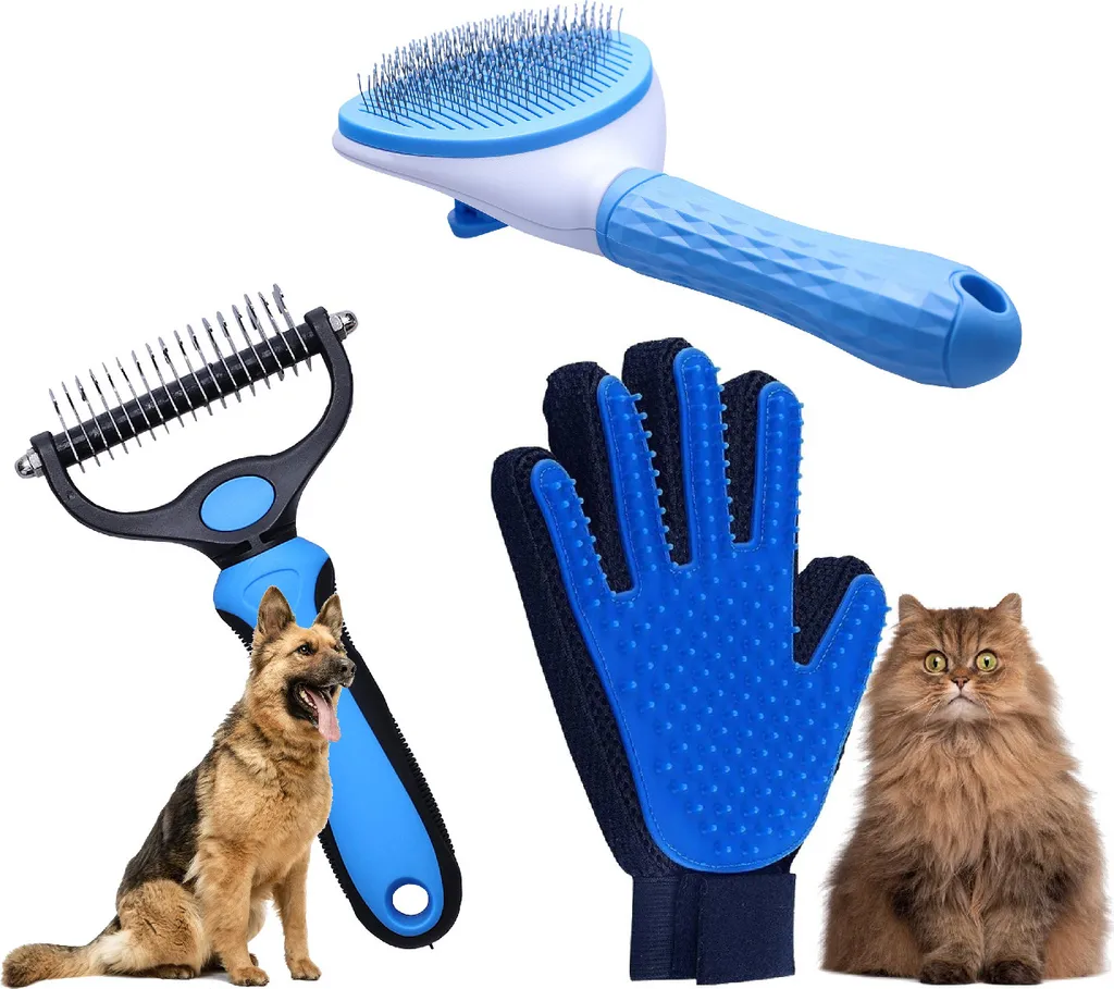 set di 3 spazzole per animali domestici a pelo corto e lungo per gatti spazzola per cani pettine autopulente