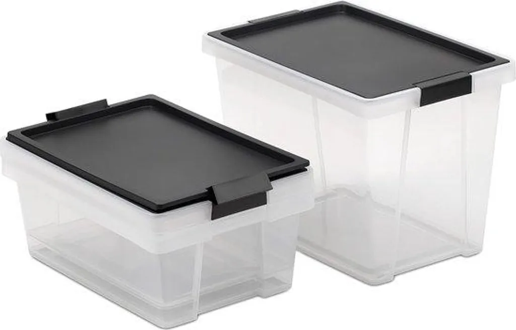 Lot de 3 boîtes de rangement transparentes 7L et 15L avec poignées noires