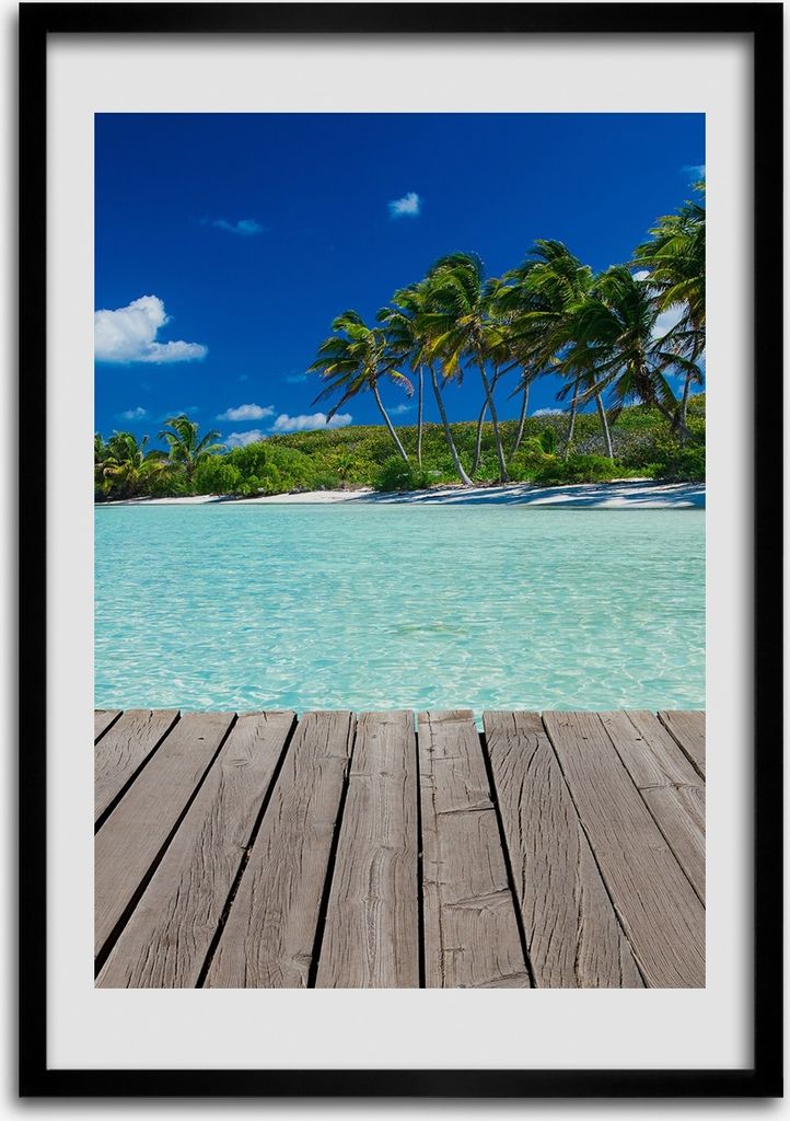 Bild - Bilderrahmen - 50 cm x 70 cm - MDF - Rahmen - Wandkunst Tropischer Strand