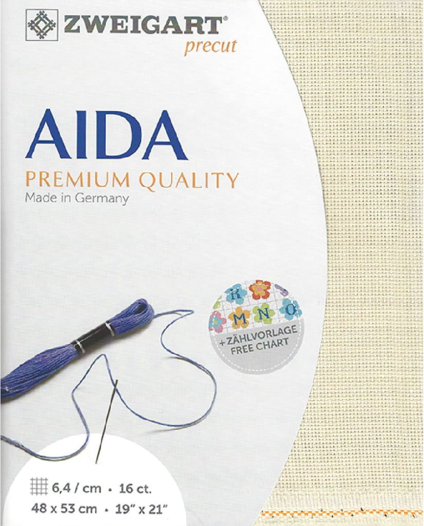 AIDA Zweigart precut 16 ct. Aida 3251 Farbe 770 platinbeige, Zählstoff für Kreuzstich 48x53cm