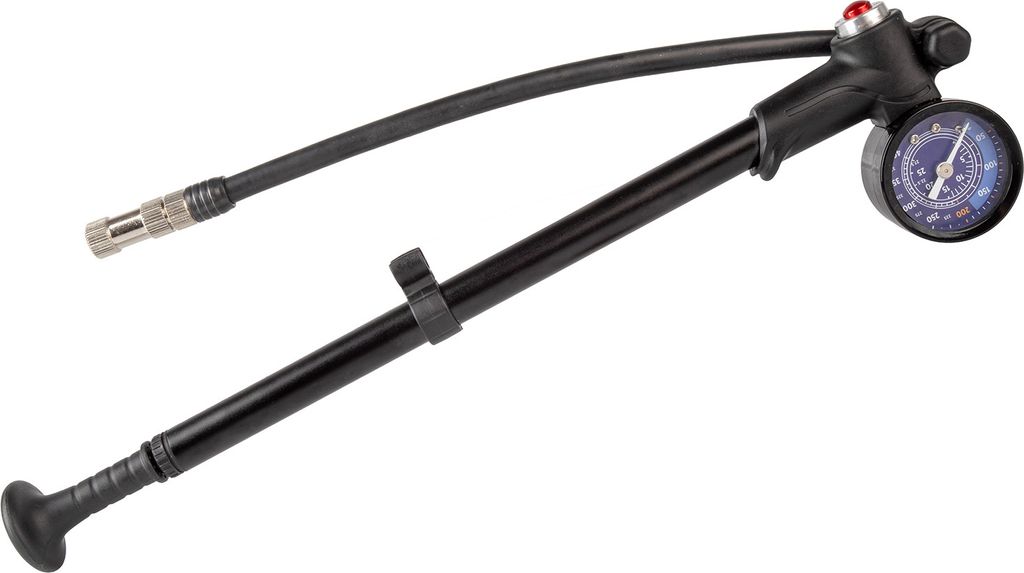 M-Wave Airshock Fahrradpumpe, Aluminium, 28 bar, mit Manometer, Schwarz
