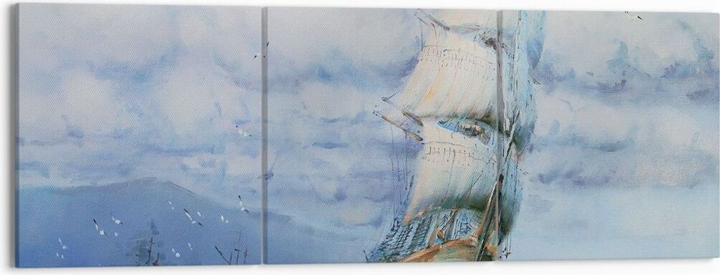 Bild auf Leinwand - Leinwandbild - Meer Segelschiff - 150x50cm - Wand Bild - Wanddeko - Wandbilder - Leinwanddruck - Bilder - Kunstdruck - Wanddeko...