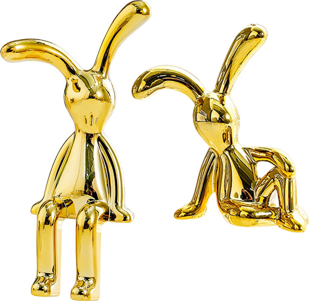 2 Stück Hasenfigur mit langen Ohren, UV-galvanischer Klebstoff, sitzende Kaninchenfigur, Modell, Spielzeugstatue, Auto-Armaturenbrett-Dekoration, ...