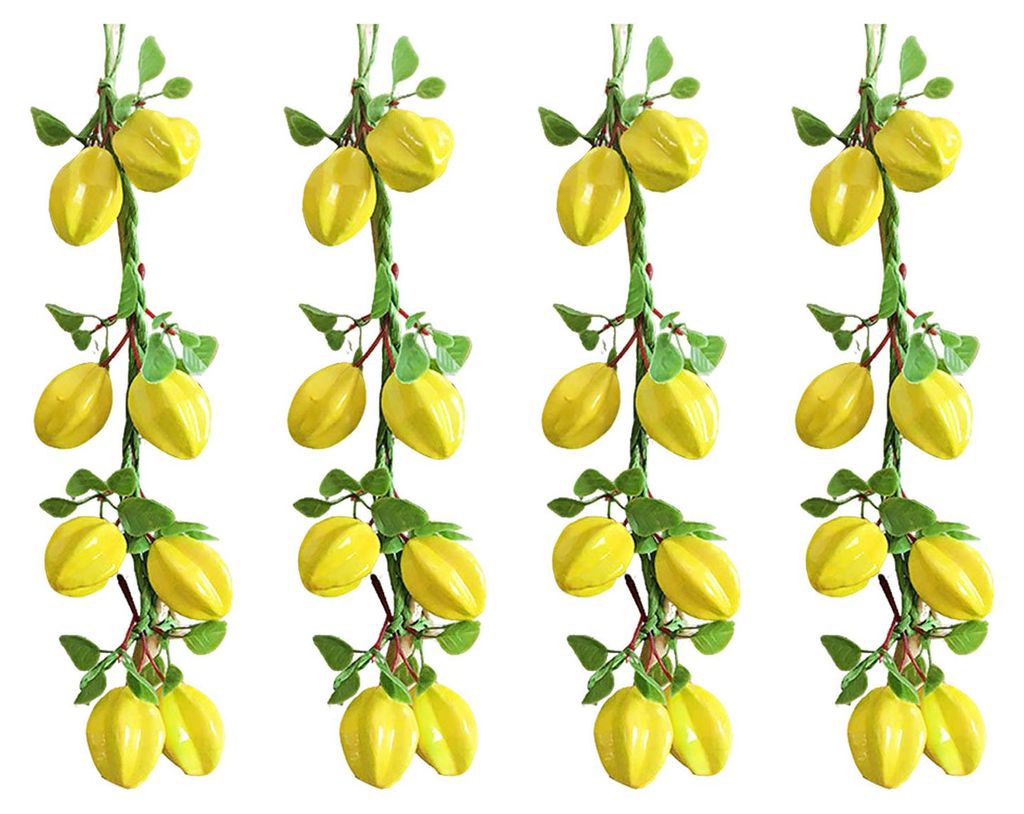4-teilige künstliche Obst- und Gemüsegirlande zur Wanddekoration: Künstliche Bananen, Erdbeeren, Kürbisse, Tomaten, Gurken, Chilischoten – id...