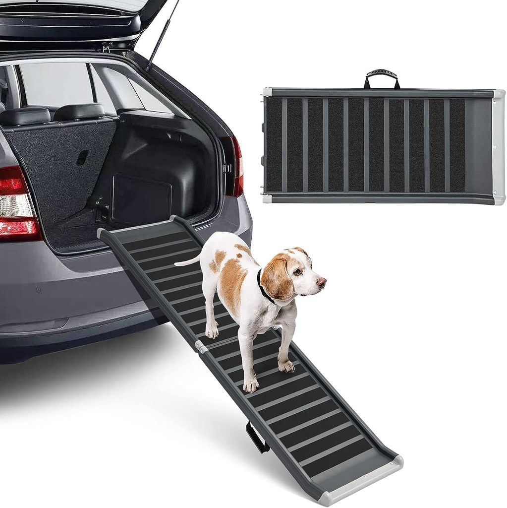 Hunderampe Auto KFZ PKW Hunde Rampe Treppe faltbar klappbar Kofferraum  Kofferraumrampe Hundetreppe Einstiegshilfe 155cm: : Haustier