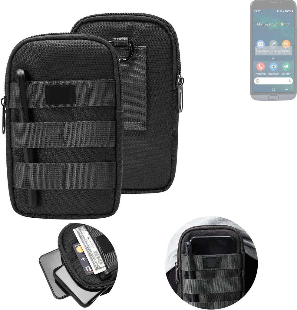K-S-Trade Holster Gürtel Tasche kompatibel mit Doro 8050 Handy Tasche Schutz Hülle dunkel-grau viele Fächer, 1x