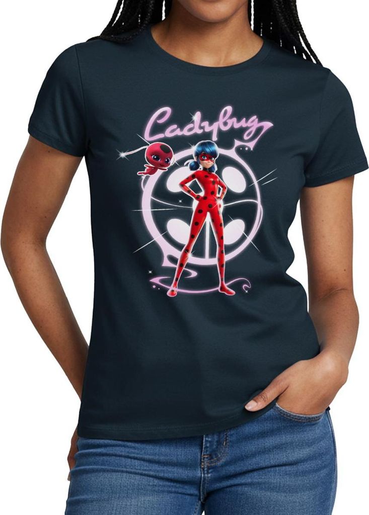 Spreadshirt Miraculous Ladybug Mit Tikki Frauen T-Shirt, XL, Navy