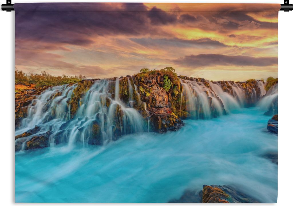 MuchoWow Wandteppich Wandbehang Wasserfall - Landschaft - Wolken - Natur 150x112.50 cm Tapisserie Dekoration Wandtuch - Wanddecke - Wandteppiche