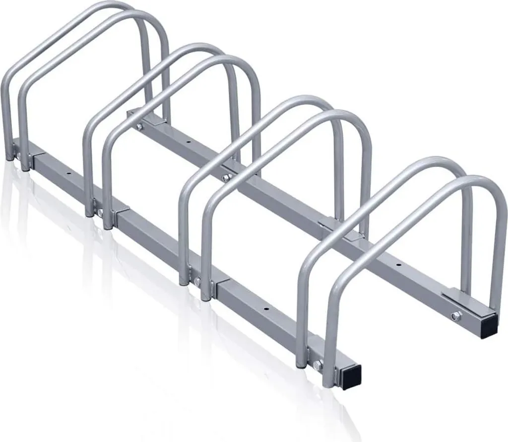 Râtelier 4 vélos universel en métal argenté pour garage et parking