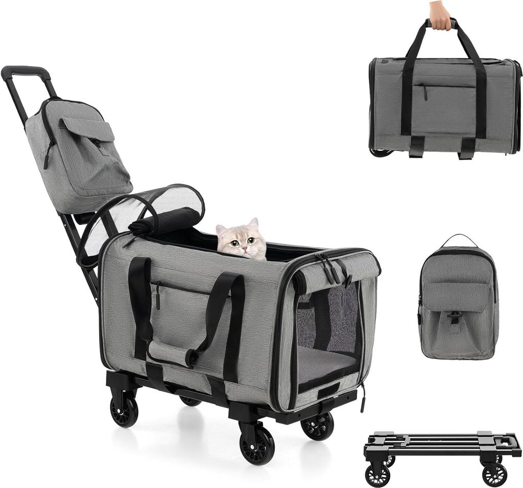GOPLUS Hundewagen auf Rädern, Transportbox für Haustiere Produktbild 