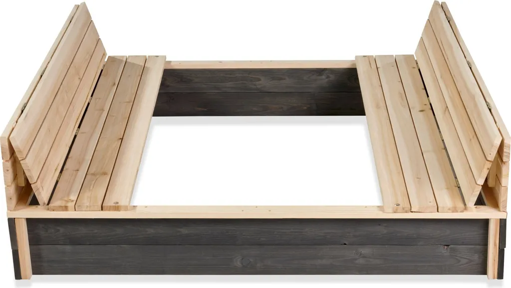 Grand bac à sable EXIT Aksent en bois durable 136x132cm avec bancs