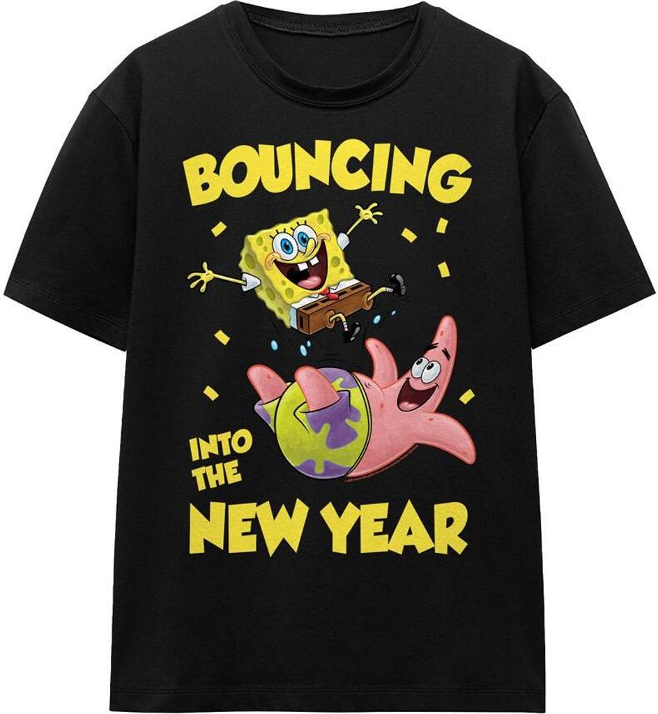 SpongeBob SquarePants - "Bouncing Into The New Year" T-Shirt für Herren/Damen Uni TV16005 (M) (Schwarz)