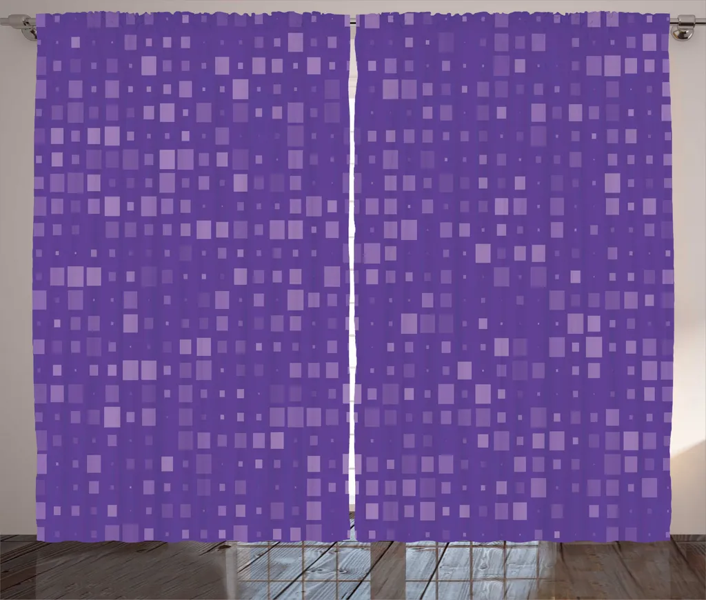 Rideau Grande Largeur 280x225 cm Motif Abstrait Violet avec Crochets
