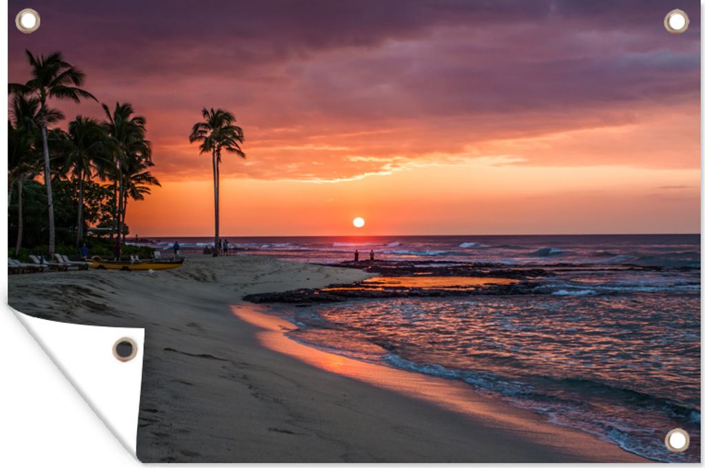 MuchoWow 120x80 cm Outdoor-Poster Gartendeko Sichtschutz Garten Poster für den Garten Hawaii - Strand - Sonne